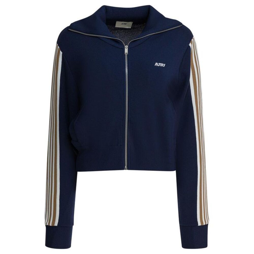 AUTRY Women's Zip-Up Track Jacket with Striped Sleeves Women BLUE Sweaters &